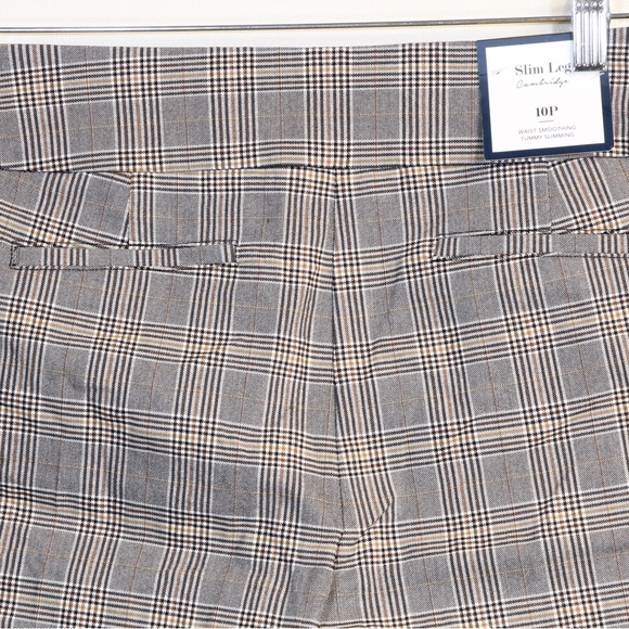 Charter Club Cambridge Brown & Gray Houndstooth Plaid Slim Leg Pants NWT - Picture 4 of 5